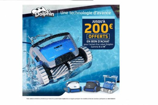 Promotion sur les robots de piscine Dolphin , jusqu&#8217;à 200€ en bon d&#8217;achat dans nos magasins de Fréjus et de Pégomas